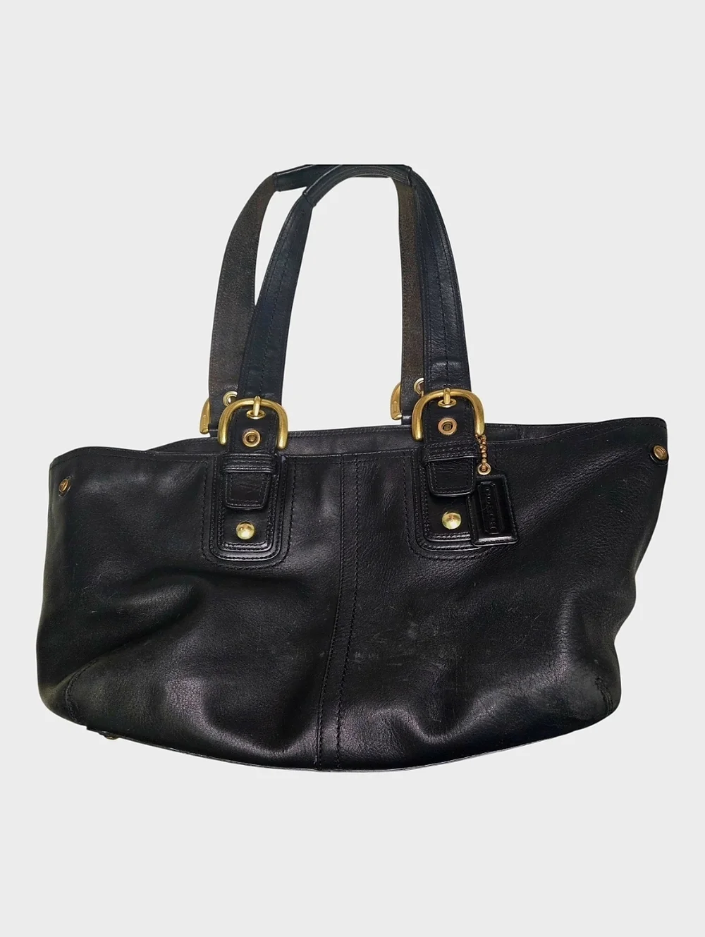 Y2K Coach Soho Black Pebbled Leather Satchel Shoulder Bag F11844